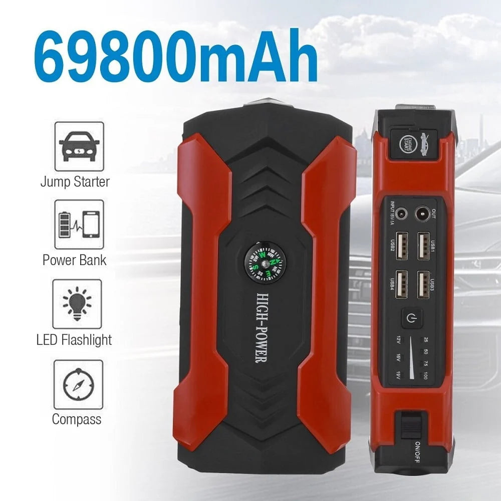 12V Car Jump Starter Portable Power Bank Battery Engine Booster 600A 69800mah