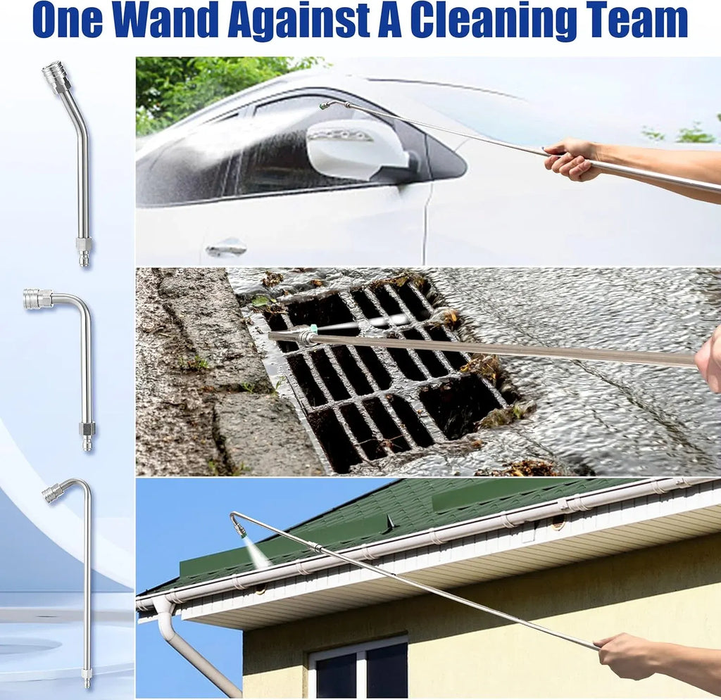 Pressure Washer Extension Wand - 120 Upgrade Power Washer Lance - Pressure Washer Accessories with 5 Nozzle Tips - 30°/90°/120° Curved Rod, 1/4 Quick Connect