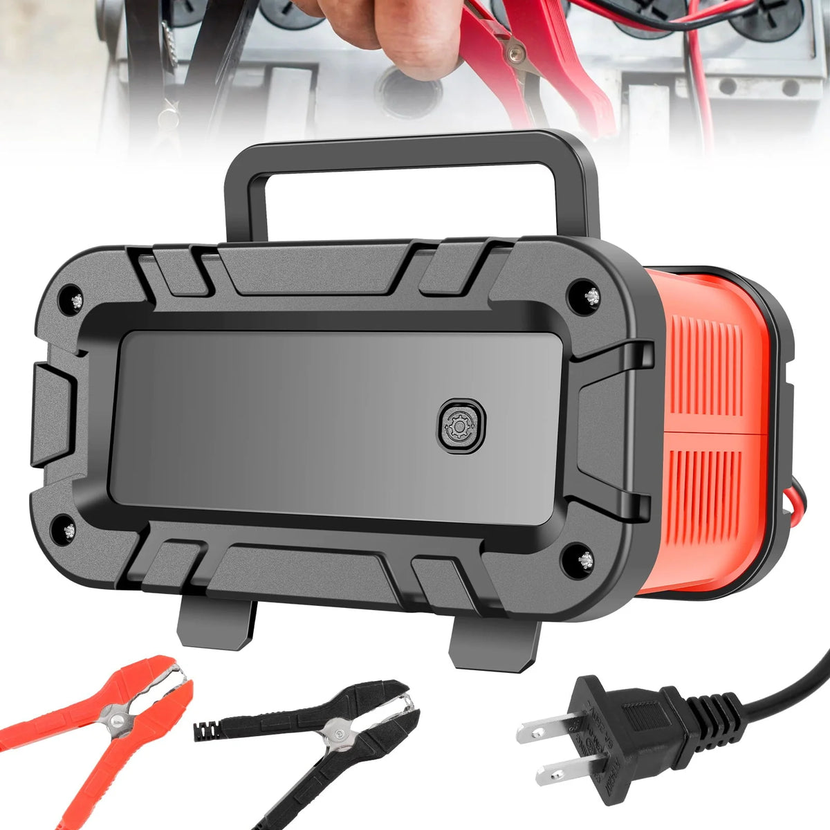 CIVG Battery Charger 12/24V Auto Stop Battery Trickle Charger with 4 Modes Temperature Compensation Battery Maintainer Battery Repair Device for Car Boat Motorcycle Lawn Mower (Red)