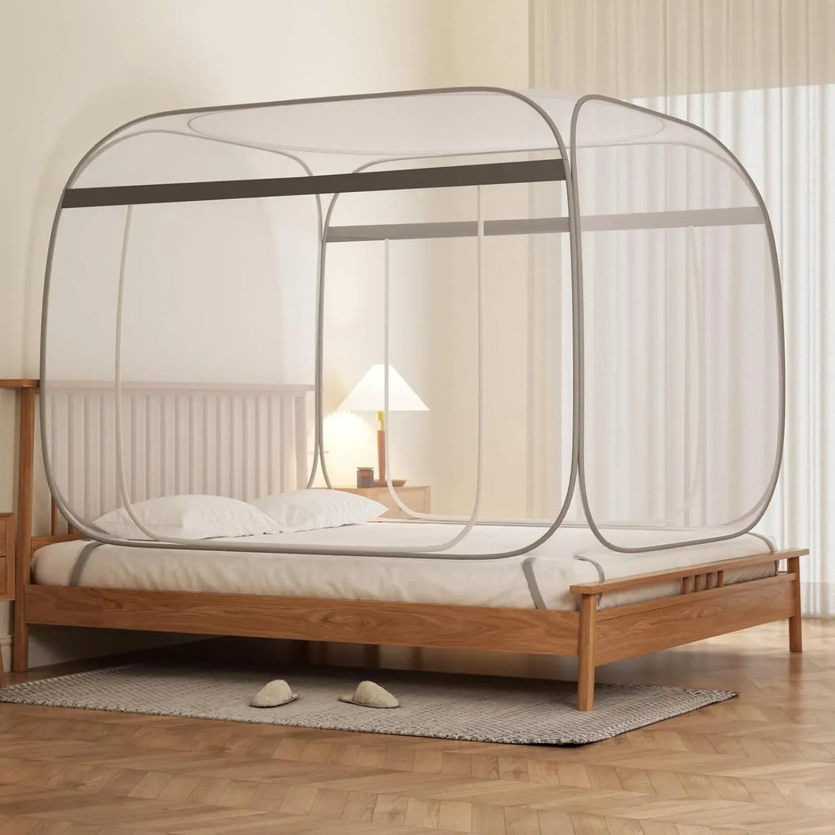 Pop-Up Mosquito Net Tent Wide Roof,Portable Folding Design with Bottom for Bedroom Yard Outdoor Camping Fishing Hiking Trip,Baby Toddler Bed Protection,Easy to Install,King Size