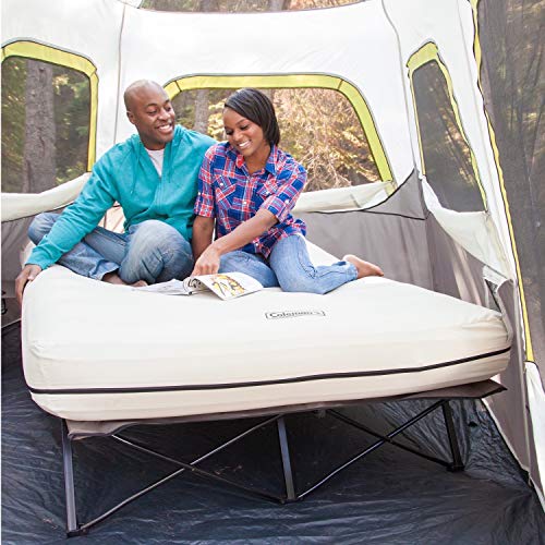Coleman Cot and Thick Queen Air Mattress Combo Side Tables， Pump Included