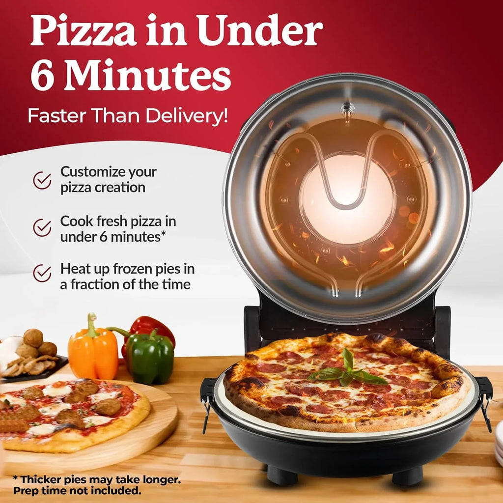 Crispy Crust Pizza Oven by Granitestone â?12 Inch Electric Pizza Oven Indoor Countertop Maker with Ceramic Stone Heats up to 800ËF for Delicious Stone Baked Pizzeria Style Pizza at Home