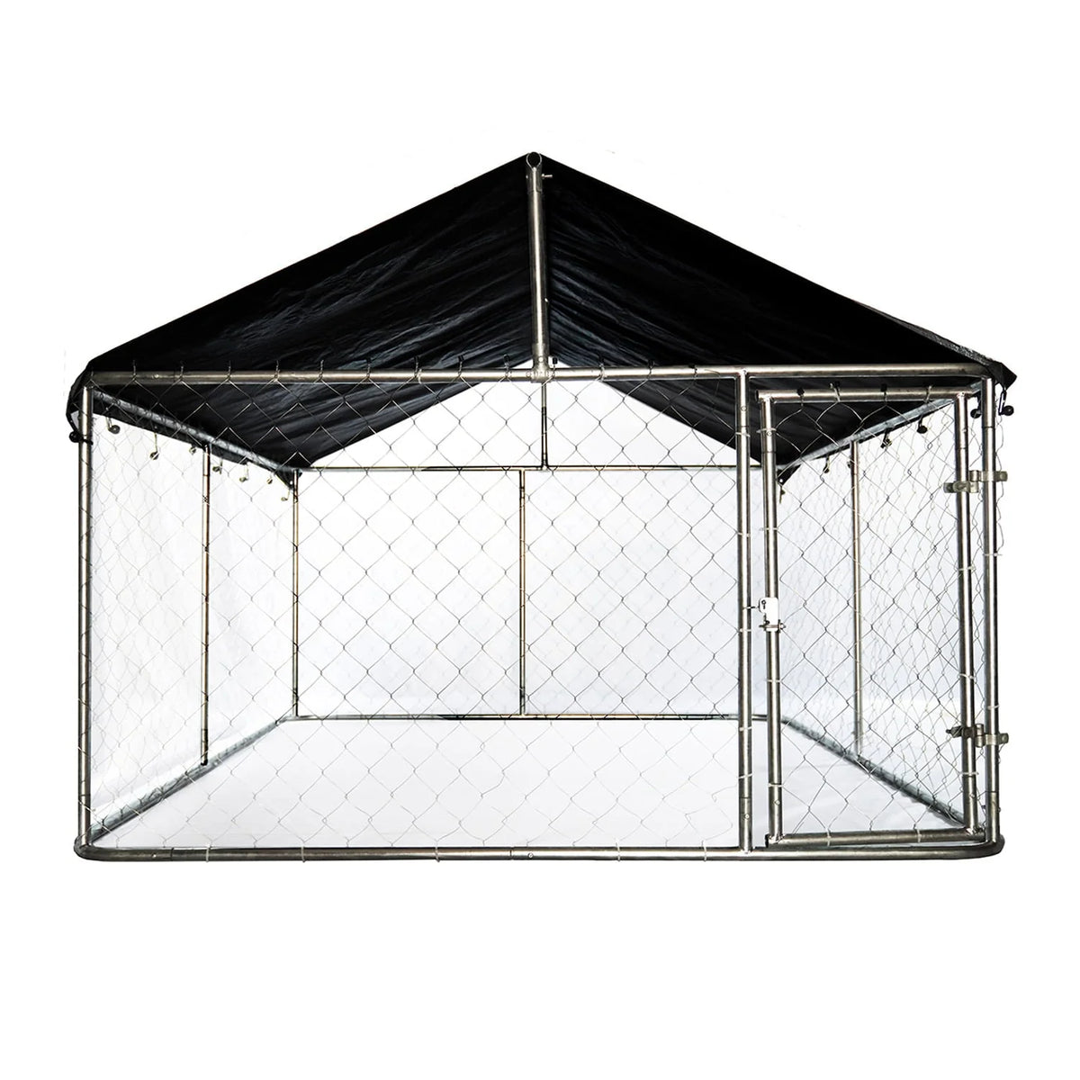 Petony Outdoor Dog Kennel Dog Cage Dog Playpen Dog Fence Chicken Coop Hen House Heavy Duty Pet Playpen with Large Galvanized Chain Link with UV and Water Resistant Black Proof Cover