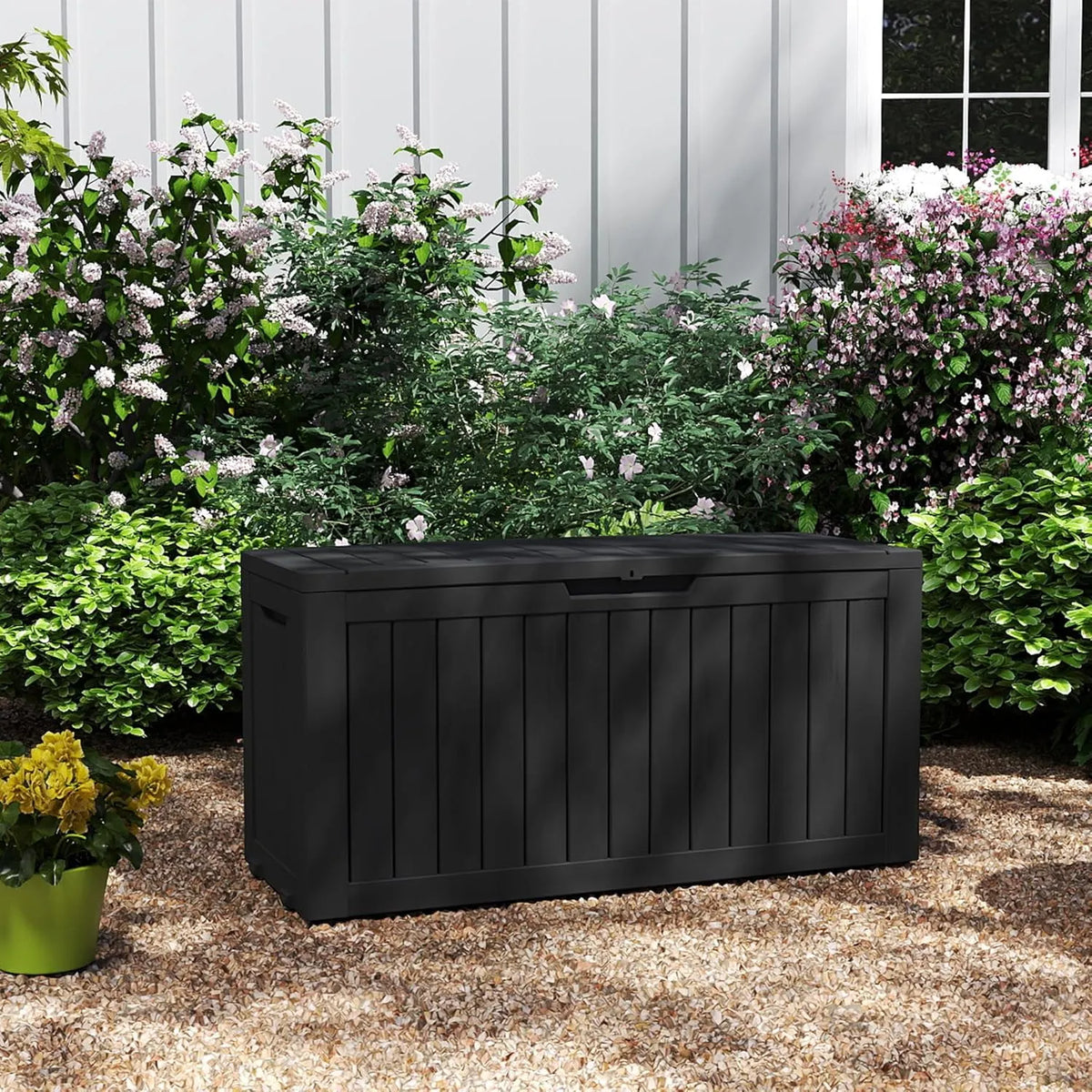 45 Gallon Waterproof Deck Box, Lockable Resin Storage Box for Patio Furniture Cushions Garden Tools and Outdoor Delivery Storage, Coffee