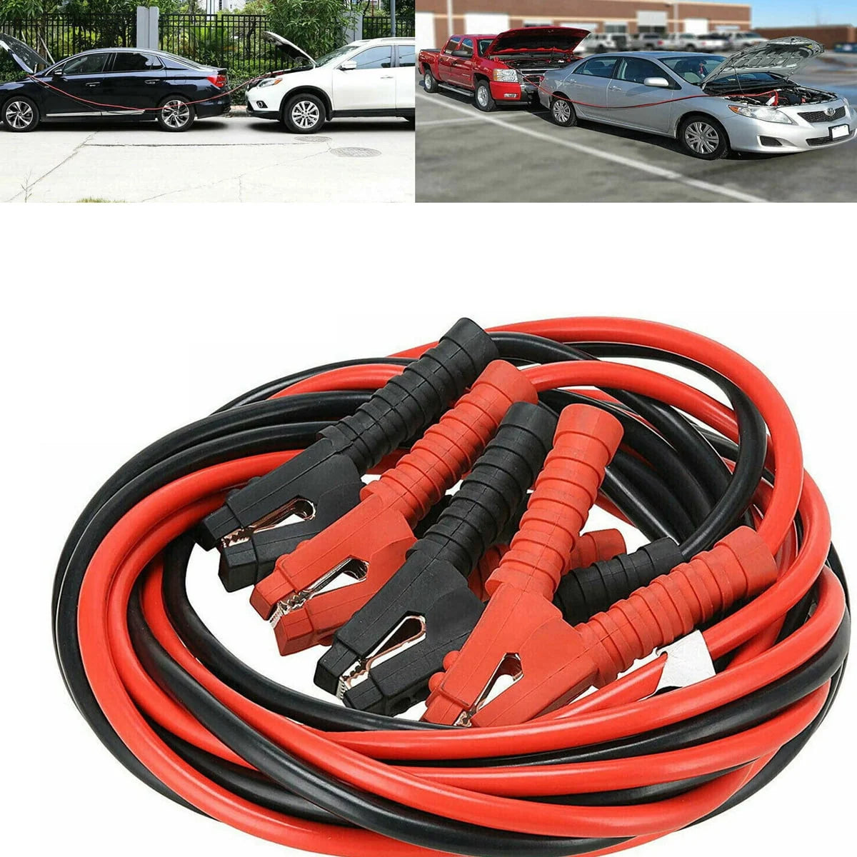 ARTEA 6m 3000A Car Battery Power Emergency Cable Jump Start Firing Line Power Wire Copper Clip Clamp Boost Cord Corriente Bateria Auto (Black and Red)