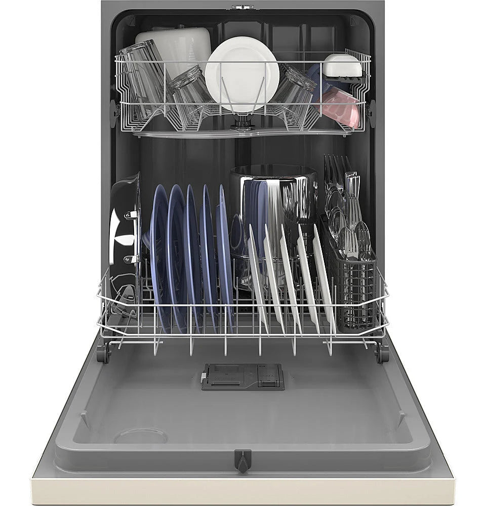 GE - Front Control Built-In Dishwasher with 55 dBA - Bisque