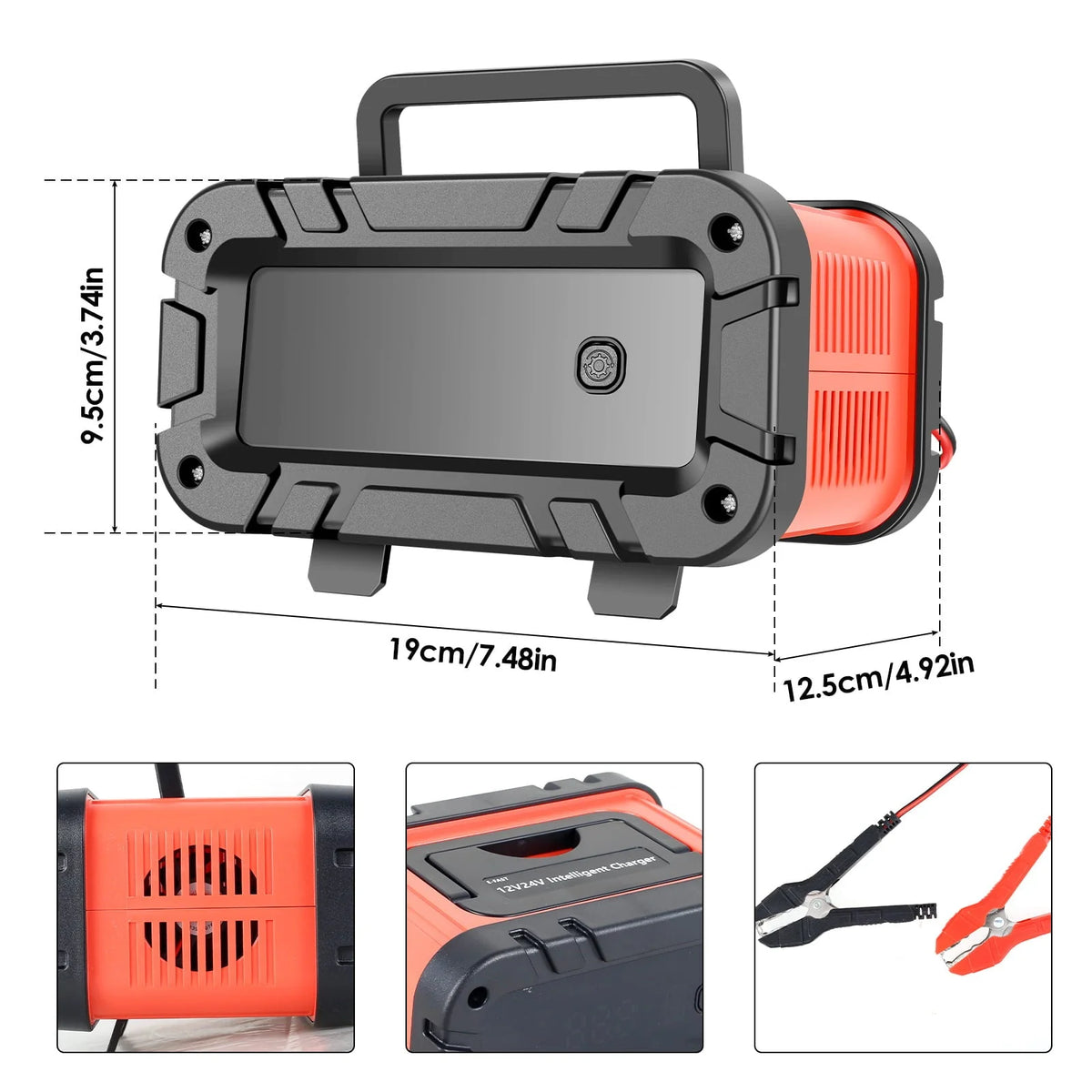 CIVG Battery Charger 12/24V Auto Stop Battery Trickle Charger with 4 Modes Temperature Compensation Battery Maintainer Battery Repair Device for Car Boat Motorcycle Lawn Mower (Red)