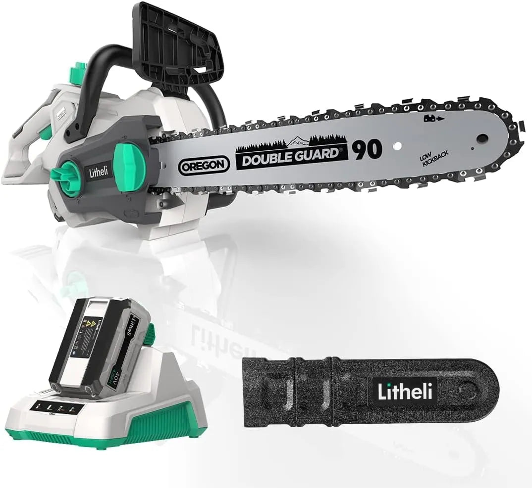 Litheli Cordless Battery Chainsaw 12, 40V Battery Powered Chainsaw 2.0AH Battery and Charger Included, Chain Saw for Trees, Pruning, Branch Cutting, Yard, Garden