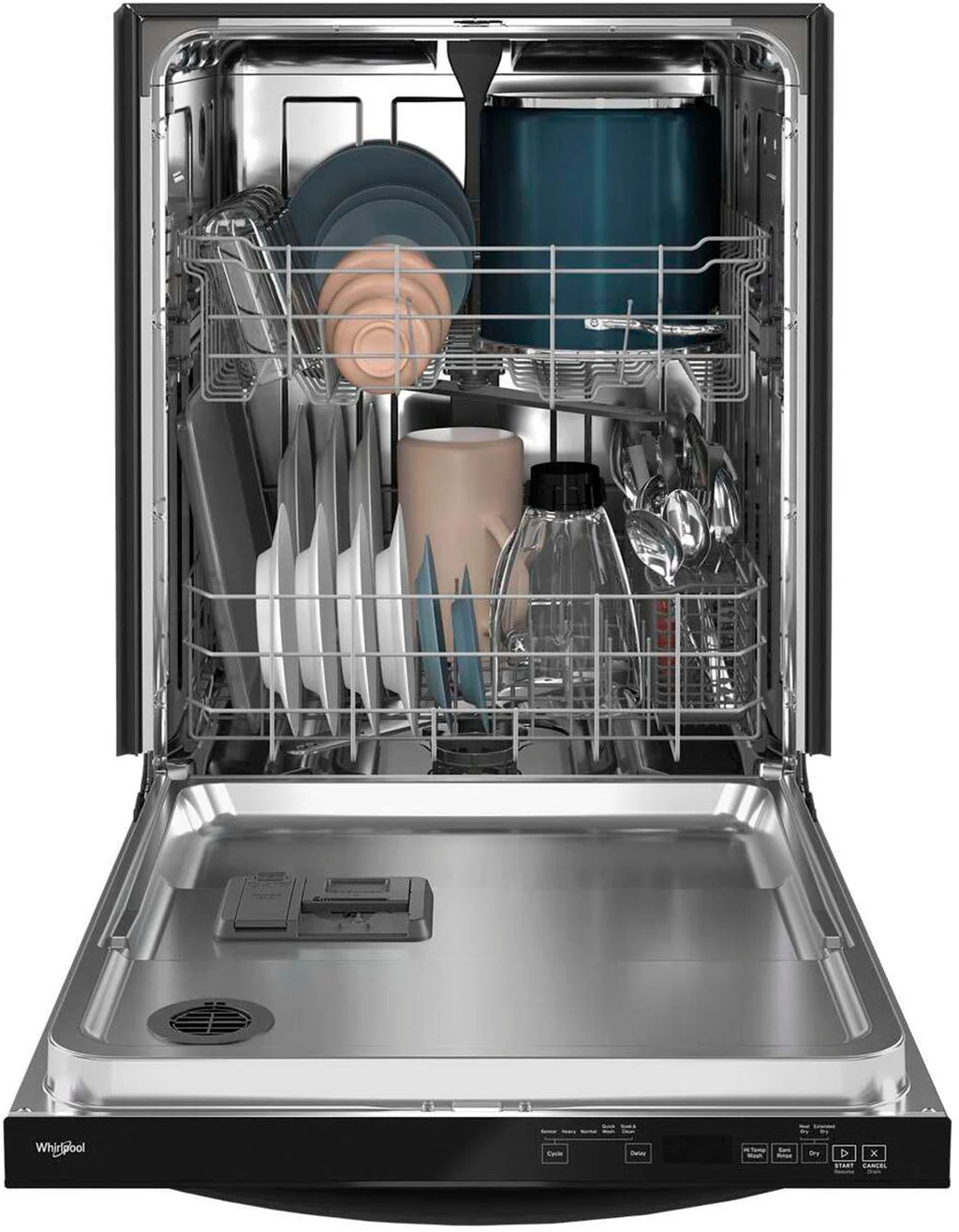 Whirlpool - 24 Top Control Built-In Dishwasher with Stainless Steel Tub, Large Capacity with Tall Top Rack, 50 dBA - Black