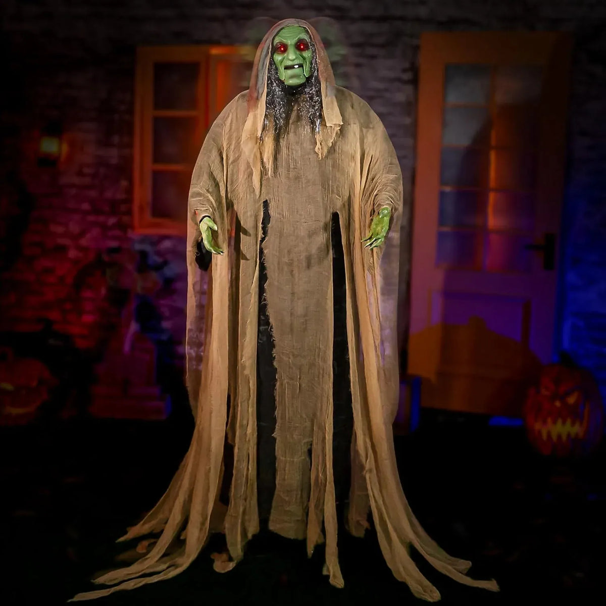 Halloween Animatronics 6ft Witch Animated 72inch Decorations with Motion Sensor Activated, Creepy Sound, Scary Move, Light Up Eyes, Haunted House Spooky Decor Horror Prop for Indoor, Outdoor, Yard
