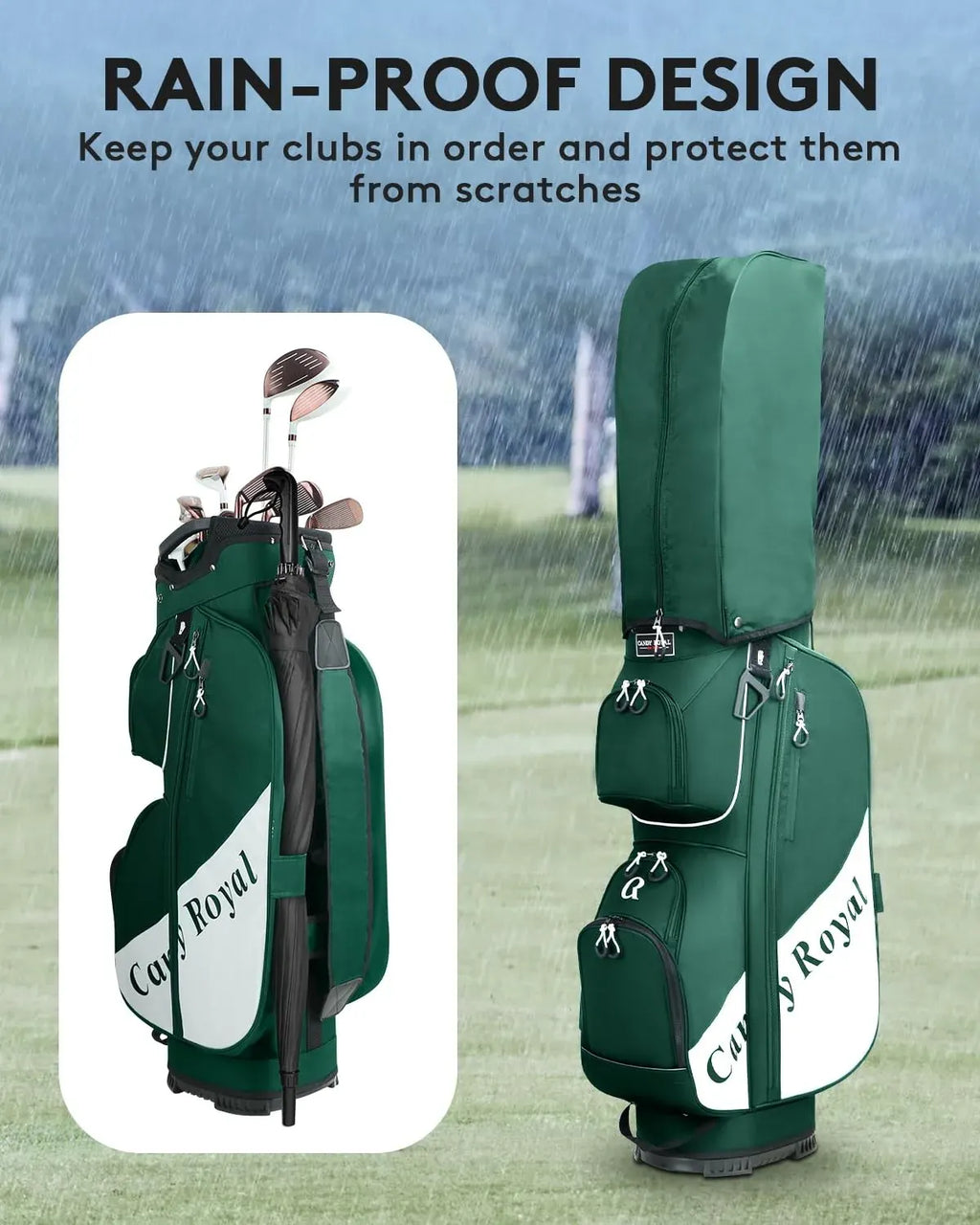 Golf Cart Bag:14 Way Full Length Divider Top Lightweight with Cooler Handles ...