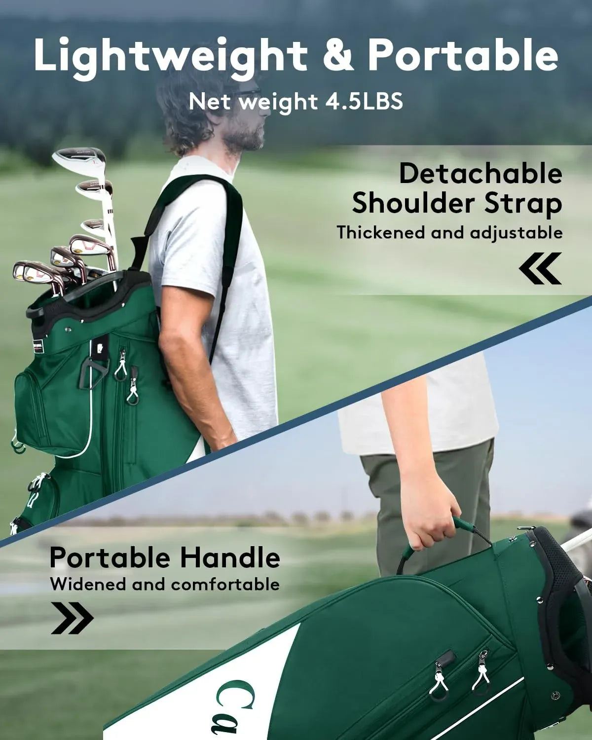 Golf Cart Bag:14 Way Full Length Divider Top Lightweight with Cooler Handles ...