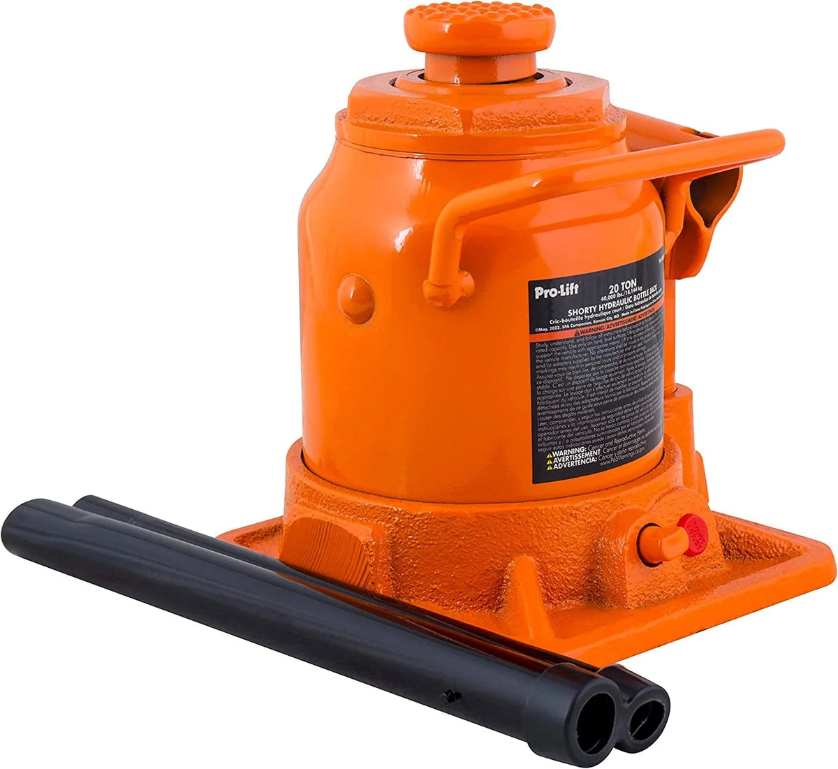 Pro-Lift 20 Ton Shorty Hydraulic Bottle Jack - Portable Car Jack 40000 Lbs Capacity with Pump Handle for Car Sedans SUV