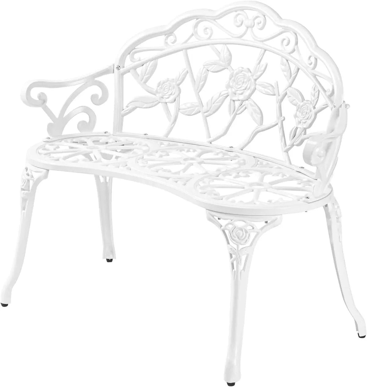 38.5 Patio Park Garden Outdoor Metal Rose Bench,Cast Iron Cast Aluminium Frame Antique Finish Chair,Accented Lawn Front Porch Path Yard Decor Deck Furniture for 2 Person Seatï1⁄4Bronze