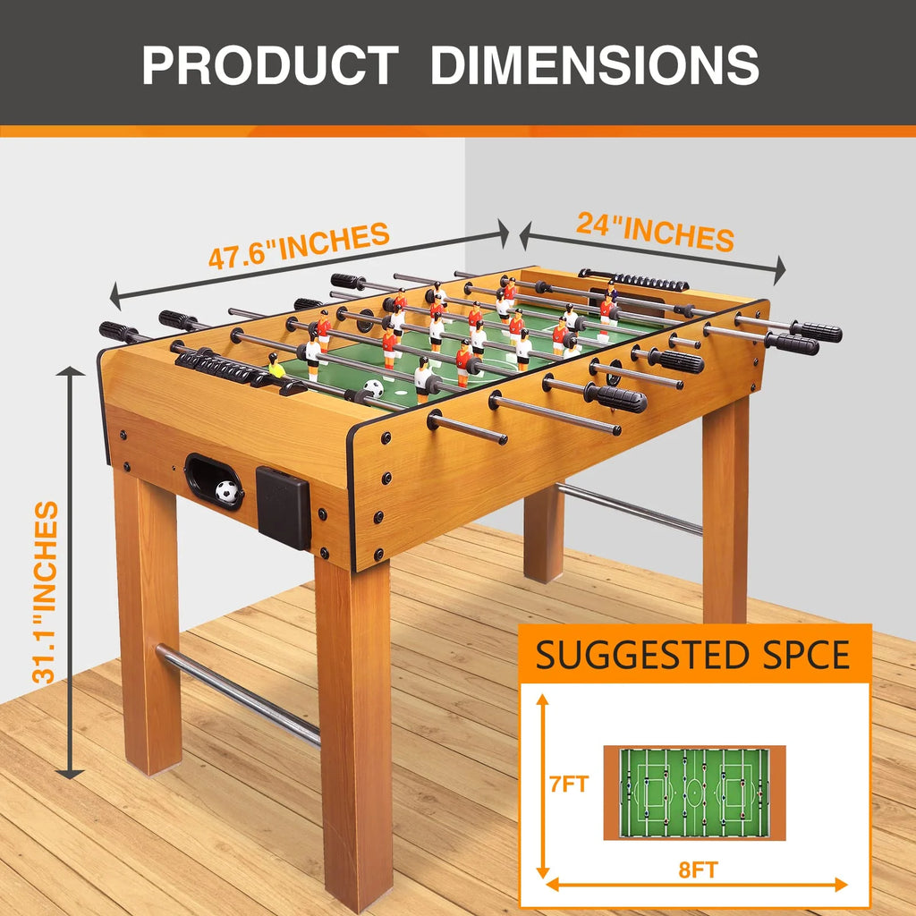 BBnote 48in Competition Sized Foosball Table, Home Arcade Tables Football, Game Room, Arcade with 2 Balls, 2 Cup Golders, Game Machine Suitable for Adults and Kids