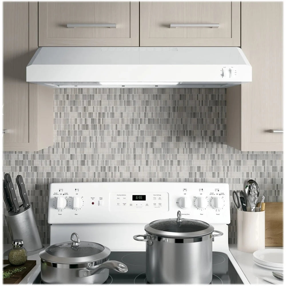 GE - 30 Convertible Range Hood - White on white
