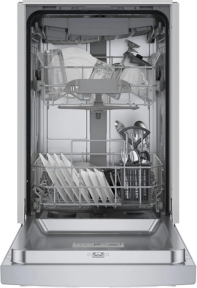 Bosch - 300 Series 18 Front Control Smart Built-In Dishwasher with 3rd Rack and 46 dBA - Silver
