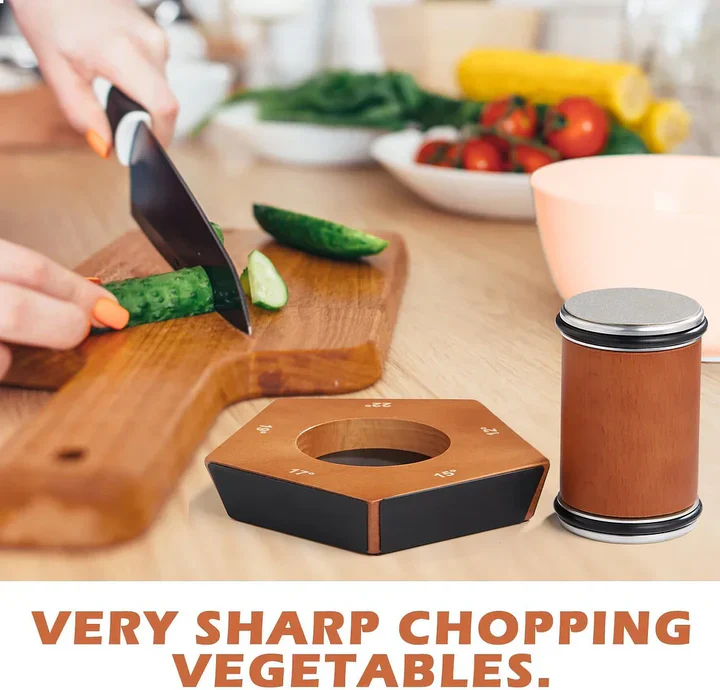 Diamond Coated Rolling Knife Sharpener with Angle Guide and Non Slip Base