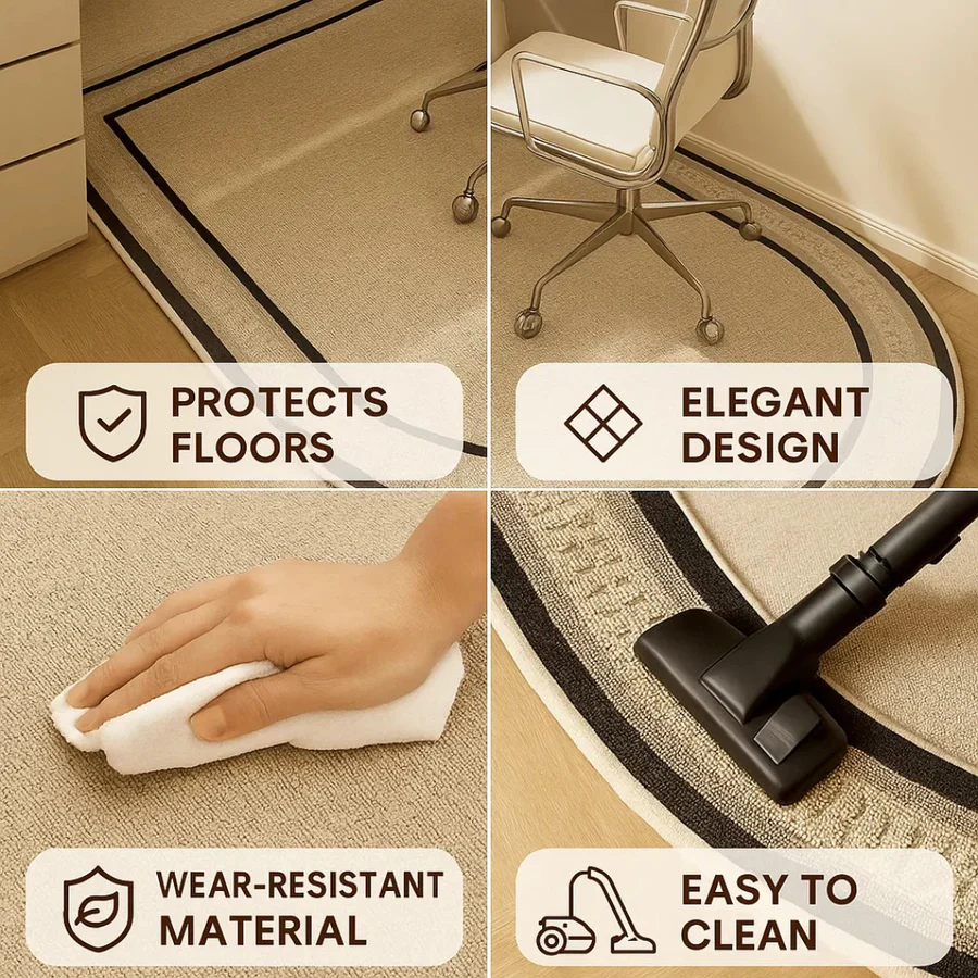 Chair Mat for Hardwood Floors with Non-Slip Backing and Short-Pile Velour, 35x24 in