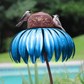 Bird Feeder with Coneflower Design and Weather-Resistant Metal Build, Hanging Hook
