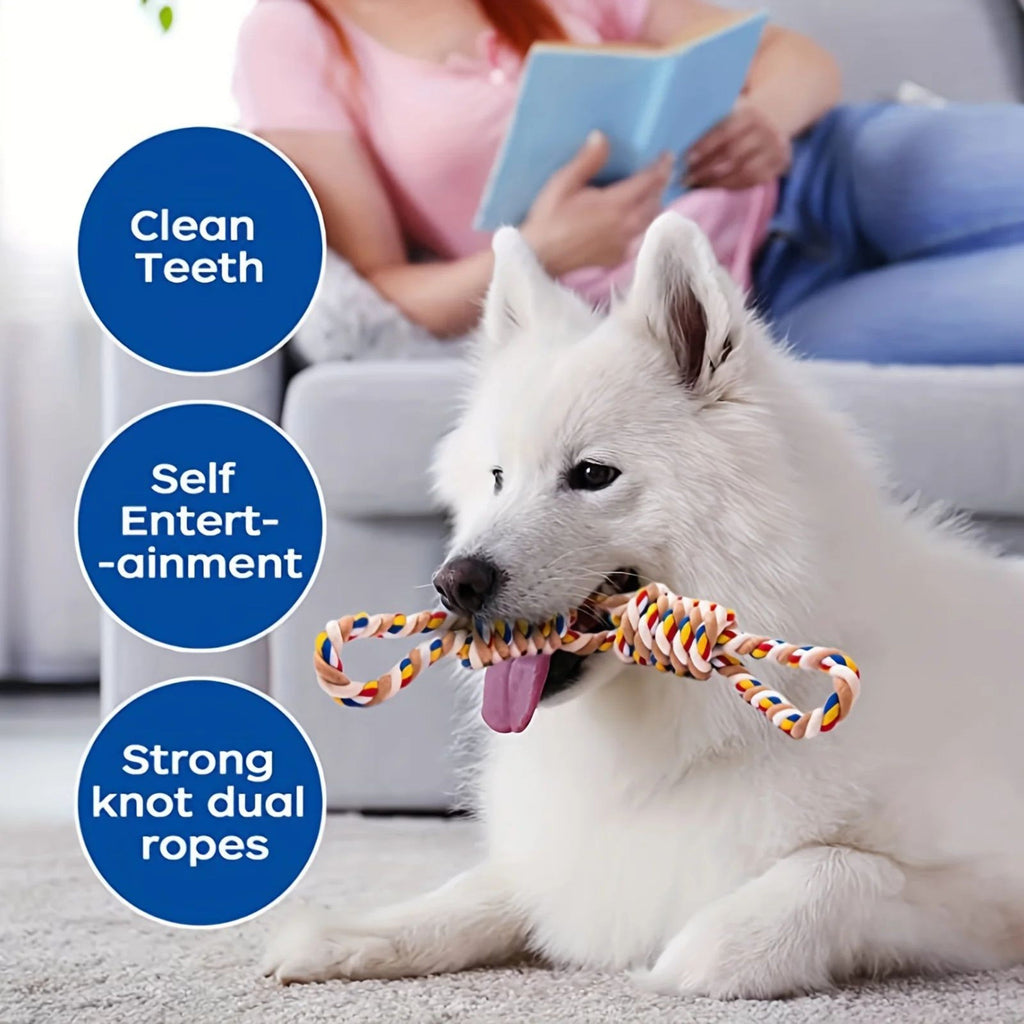 Cotton Rope Dog Toy with Twisted Fibers and Dental Cleaning Action for Medium Large  Dogs