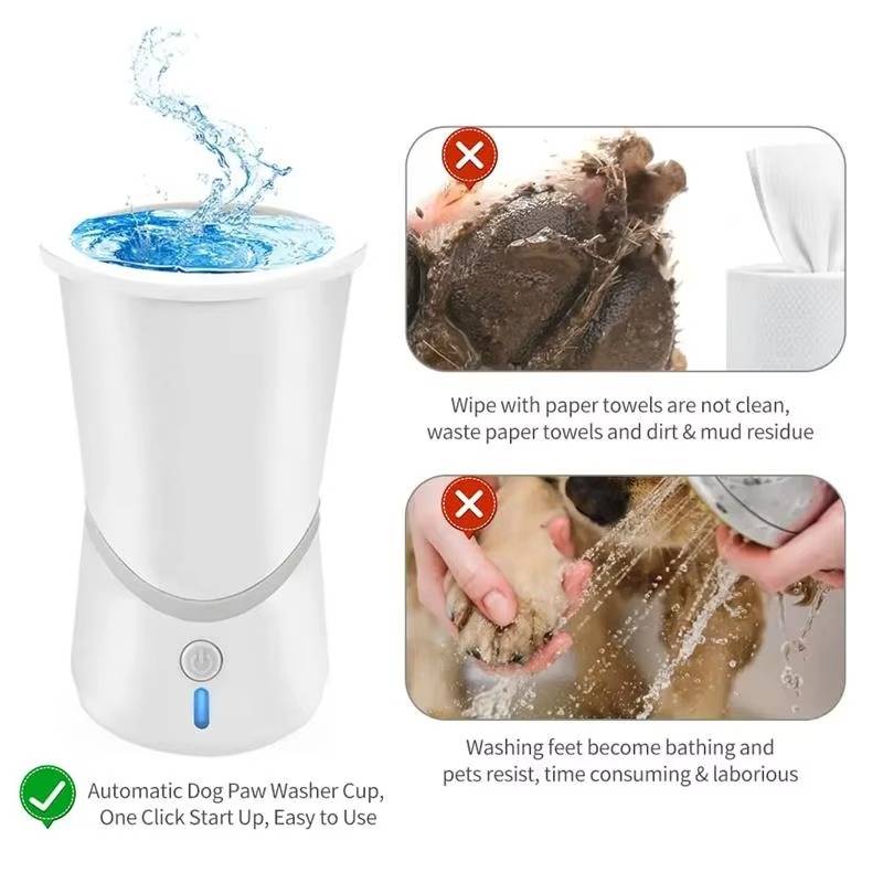 Dog Paw Cleaner with Rotating Silicone Brushes and Dual Speed  Settings