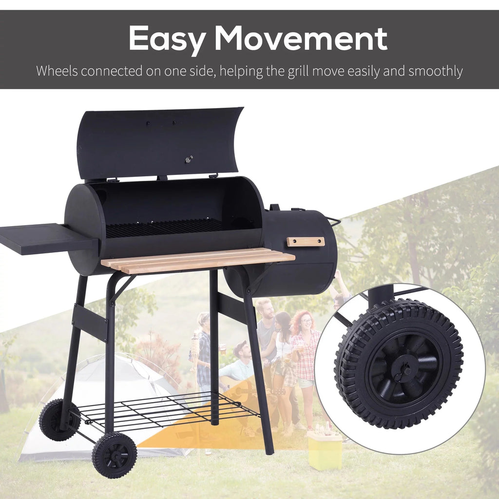 Outsunny 48 Steel Portable Backyard Charcoal BBQ Grill and Offset Smoker Combo