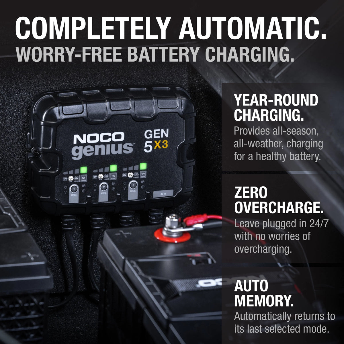 NOCO Genius GEN5X3 3-Bank 15A (5A/Bank) 12V Onboard Battery Charger