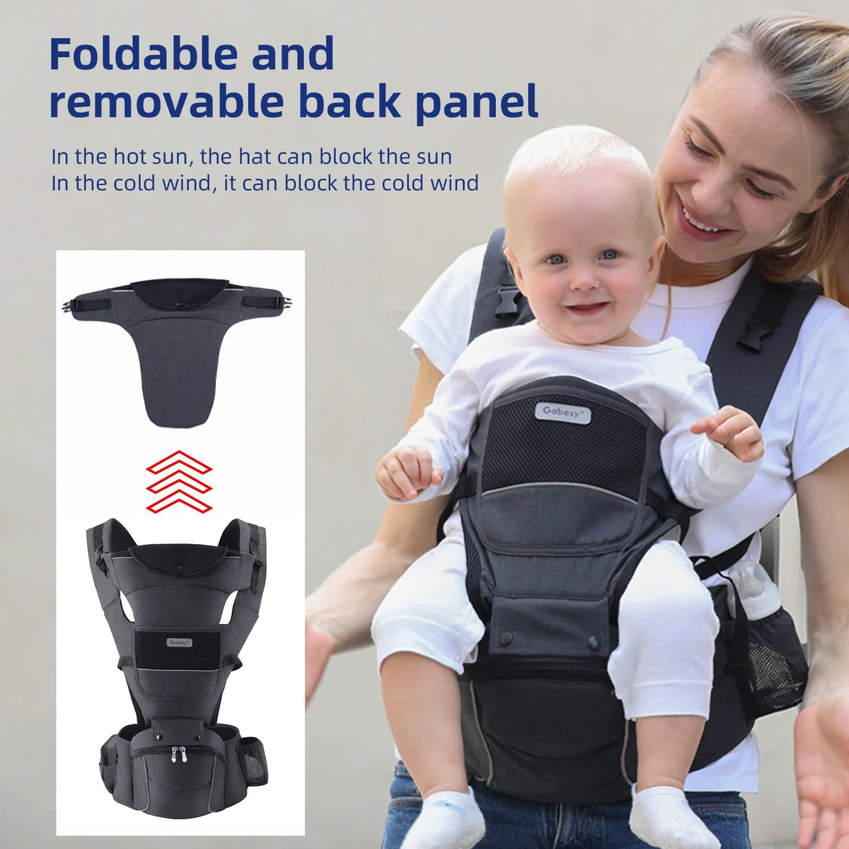 1 Infant Growth Harness  For Newborns To Toddlers  0 - 44 Pounds  Detachable Board, Safety Reflective Strips, Front And Rear Baby Holders, Sling-style Harness, Suitable For Infants Aged 0 - 36 Months