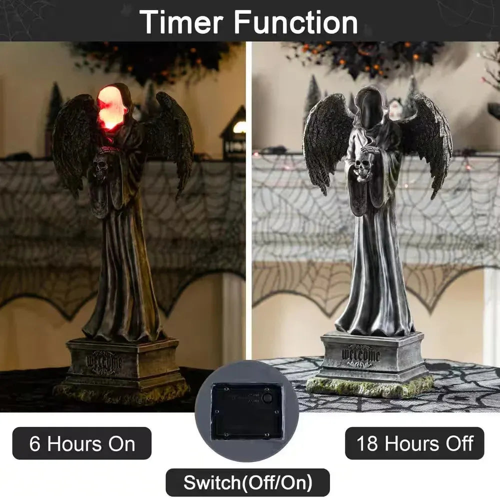 24 In. H Lighted Halloween Grim Reaper Resin Porch W/Timer Yard