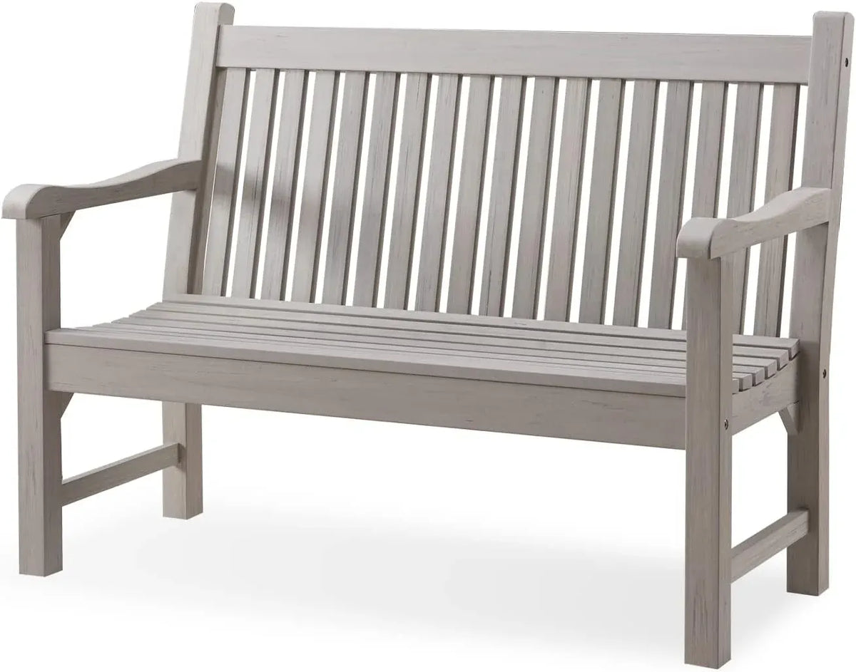 Psilvam Garden Bench, 2-Person Poly Lumber Patio Bench, All-Weather Outdoor Bench That Never Rot, Memorial Bench, Suit for Garden, Porch and Park (Black)