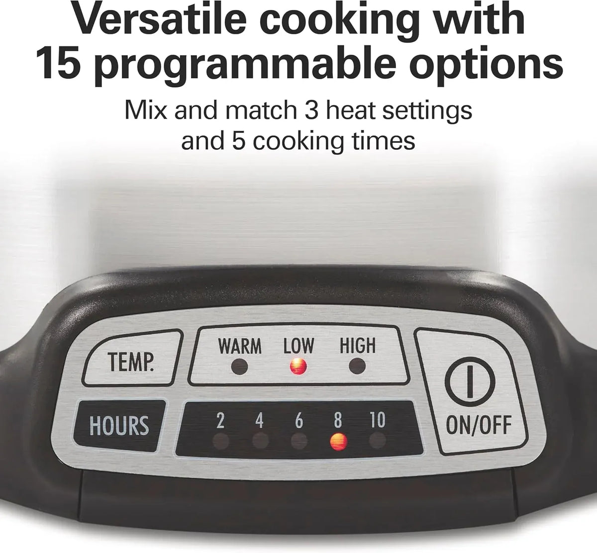 Hamilton Beach 7 Quart Programmable Slow Cooker With Flexible Easy Programming, 5 Cooking Times, Dishwasher-Safe Crock & Lid, Silver (33473)
