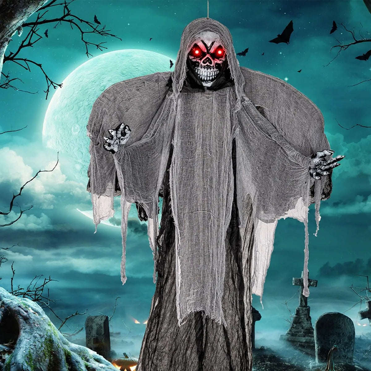 Tangkula 8.2 FT Halloween Animatronic Werewolf, Scary Animated Prop with Howling Sounds, Red Flashing Eyes & Poseable Arms, Standing Werewolf Decoration for Porch, Yard & Garden, Sound Activated