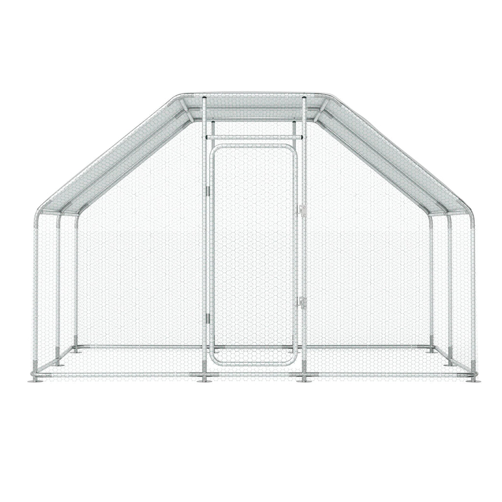 Large Metal Chicken Coop for 16 Chickens Walk-in Poultry Cage Hen Run House Rabbits Habitat Cage Spire Shaped Coop with Anti-Ultraviolet and Waterproof Cover for Outdoor Backyard Farm Use