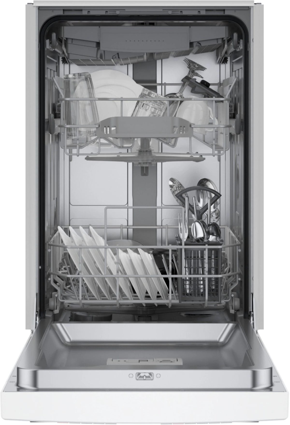 Bosch - 300 Series 18 Front Control Smart Built-In Dishwasher with 3rd Rack and 46 dBA - White