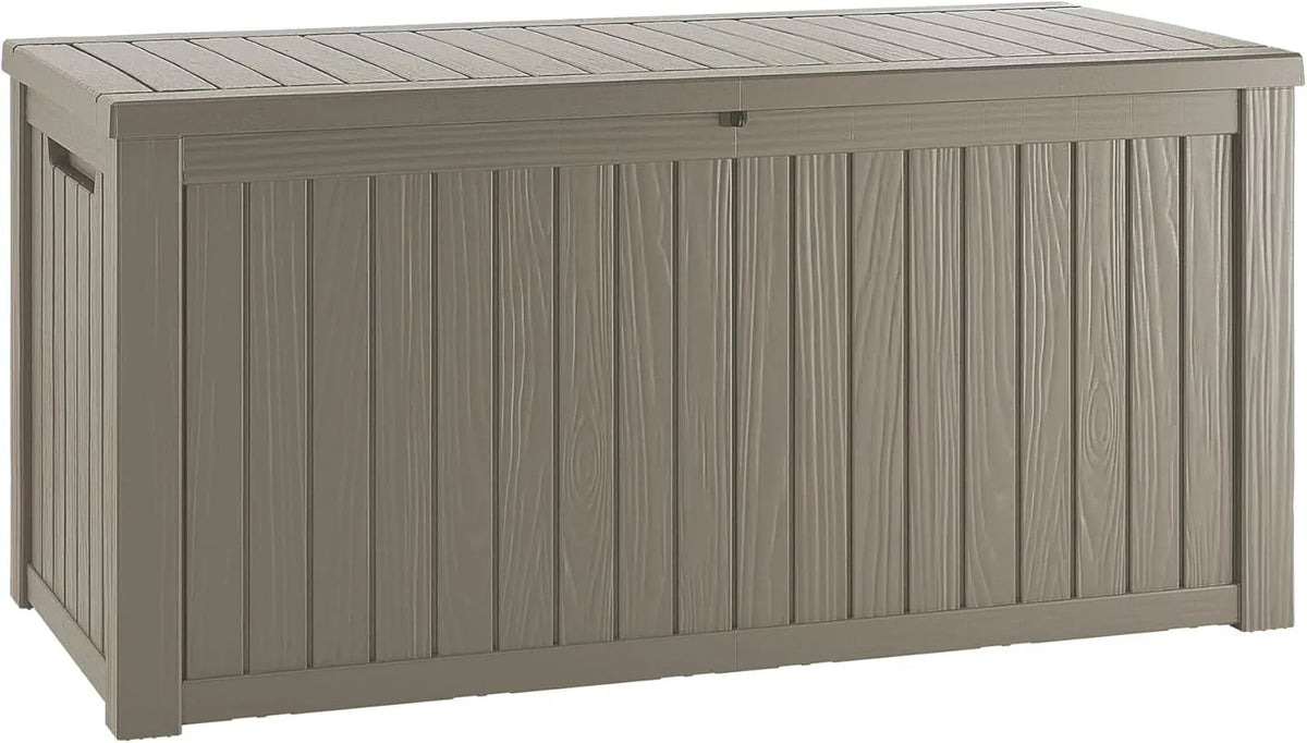 45 Gallon Waterproof Deck Box, Lockable Resin Storage Box for Patio Furniture Cushions Garden Tools and Outdoor Delivery Storage, Coffee