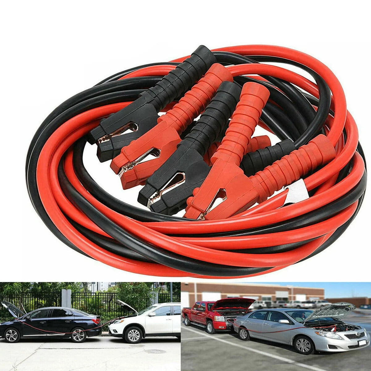 JIAHUI 6m 3000A Car Battery Power Emergency Cable Jump Start Firing Line Power Wire Copper Clip Clamp Boost Cord Bateria Auto (Black and Red)