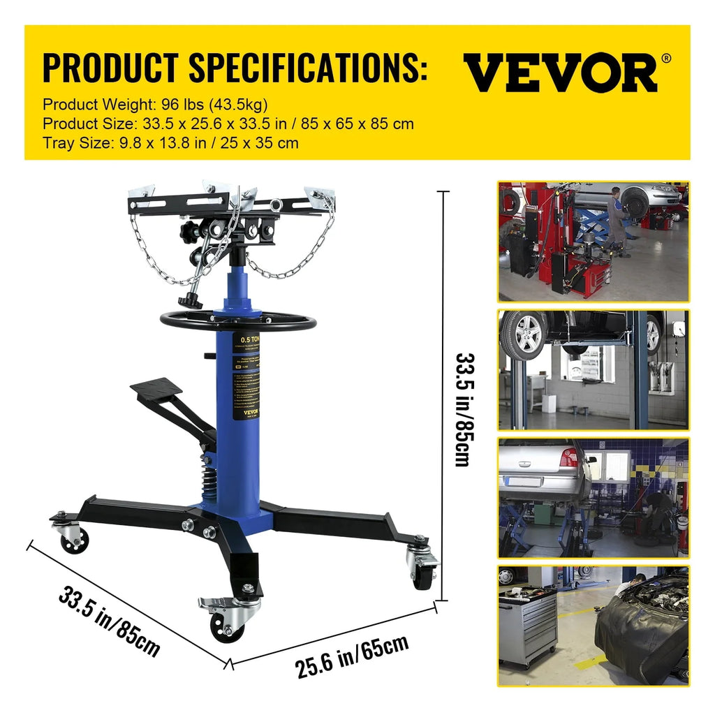 VEVOR Transmission Jack 1100 lbs 2-Stage Hydraulic High Lift Vertical Telescopic,Blue