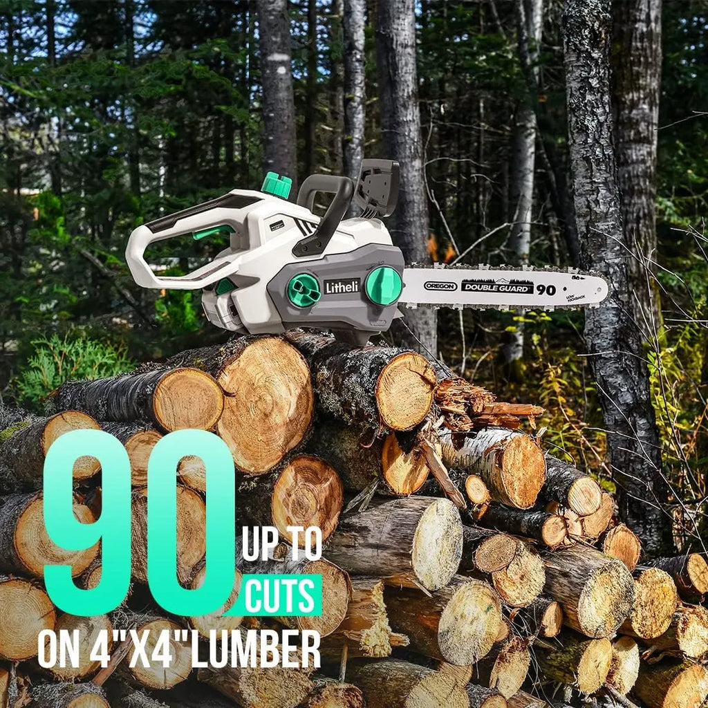Litheli Cordless Battery Chainsaw 12, 40V Battery Powered Chainsaw 2.0AH Battery and Charger Included, Chain Saw for Trees, Pruning, Branch Cutting, Yard, Garden