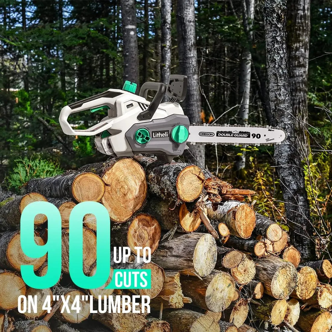 Litheli Cordless Battery Chainsaw 12, 40V Battery Powered Chainsaw 2.0AH Battery and Charger Included, Chain Saw for Trees, Pruning, Branch Cutting, Yard, Garden
