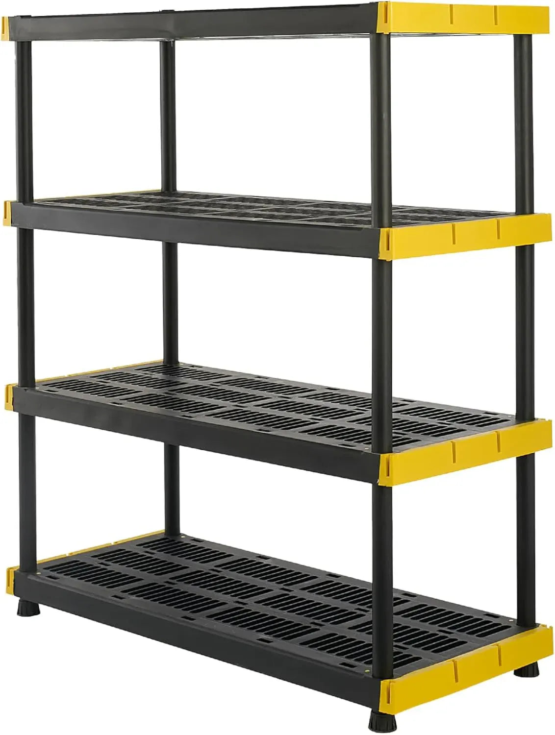 Black & YellowÂ®, 5-Tier Heavy Duty Plastic Storage Shelving Unit, 200lbs/shelf (72âH x 48âW x 20âD), for Indoor/Outdoor Organization, Modular Rack