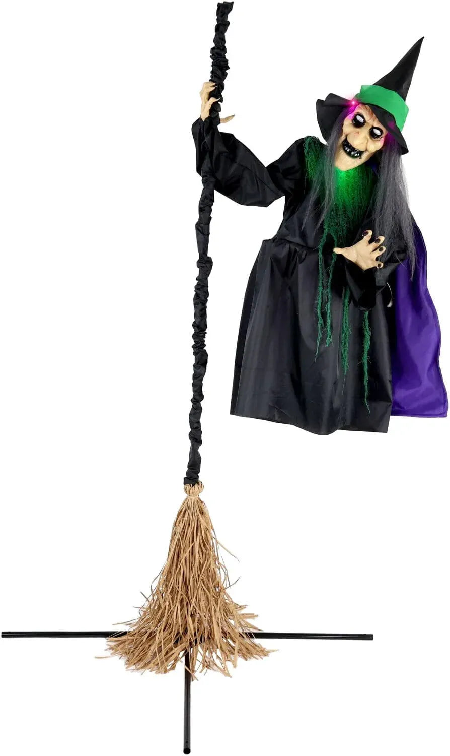 Haunted Hill Farm Talking Forest Witch Halloween Animatronic with Movement and Lights for Battery Operated Scary Indoor or Covered Outdoor Halloween Decorations, Creepy Halloween Props for Home