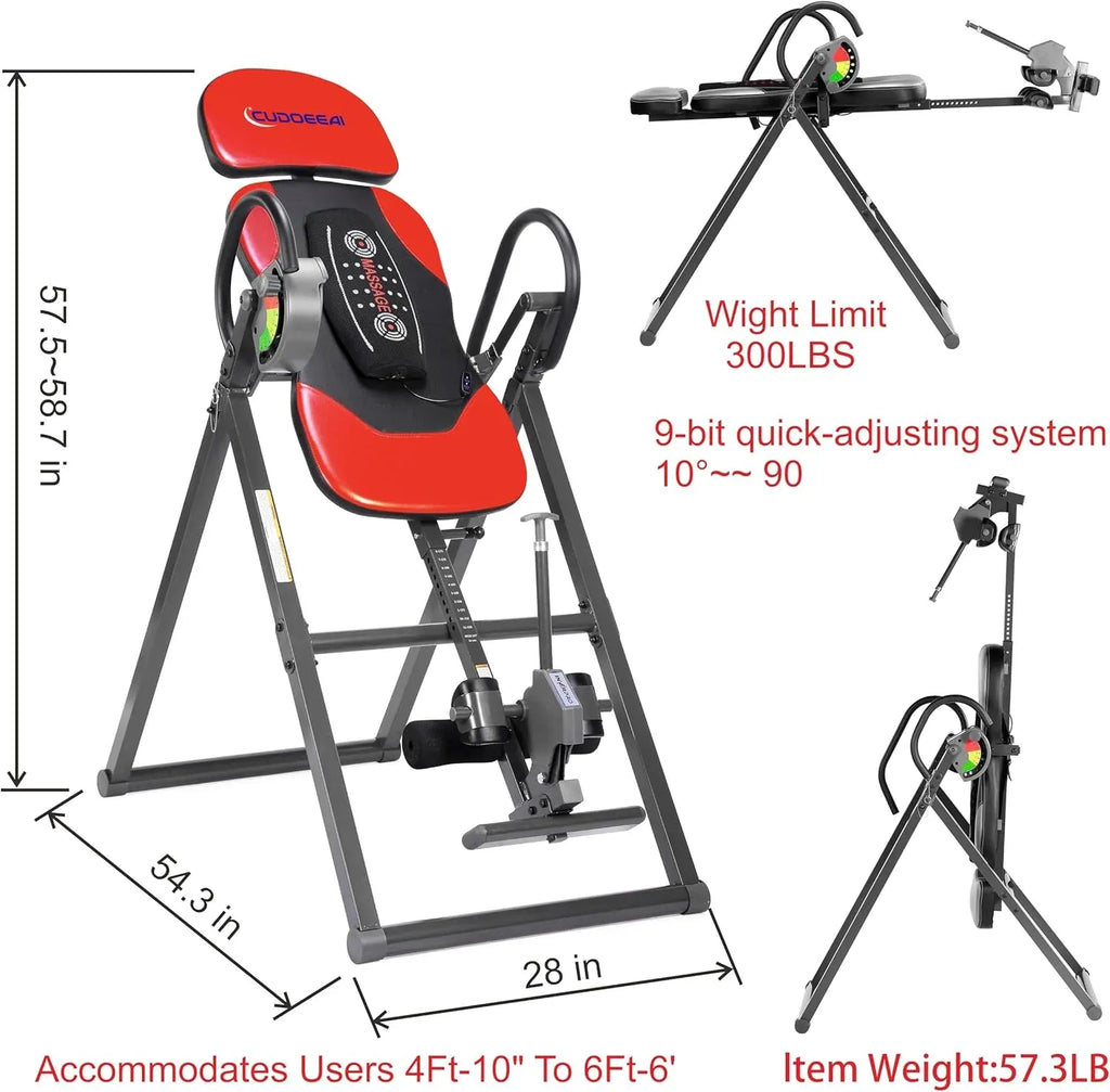 Model 1 Massage Inversion Table,Folding Heavy Duty and 300 lb Weight Capacity,Inversion Table for Back Pain Relief