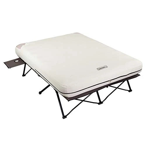 Coleman Cot and Thick Queen Air Mattress Combo Side Tables， Pump Included