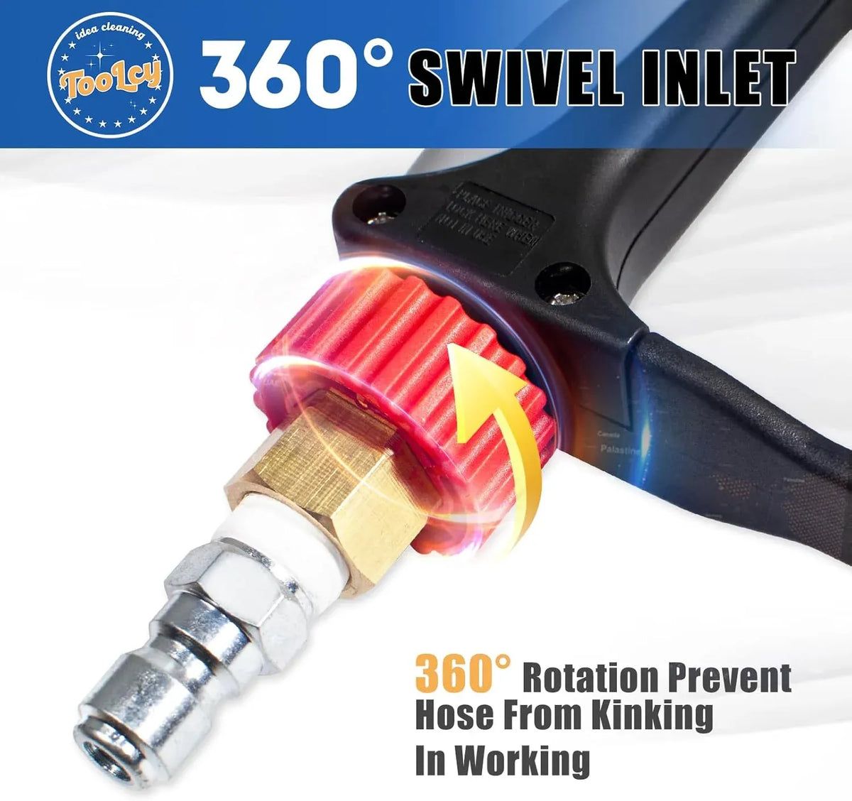 Pressure Washer Gun and 18 Curved Extension Wand, Commercial 5000 PSI / 10.5 GPM with Nozzle Tips, 3/8 Swivel USA-NPT Thread x Quick Socket, Sturdy Design for Gas Power Washer