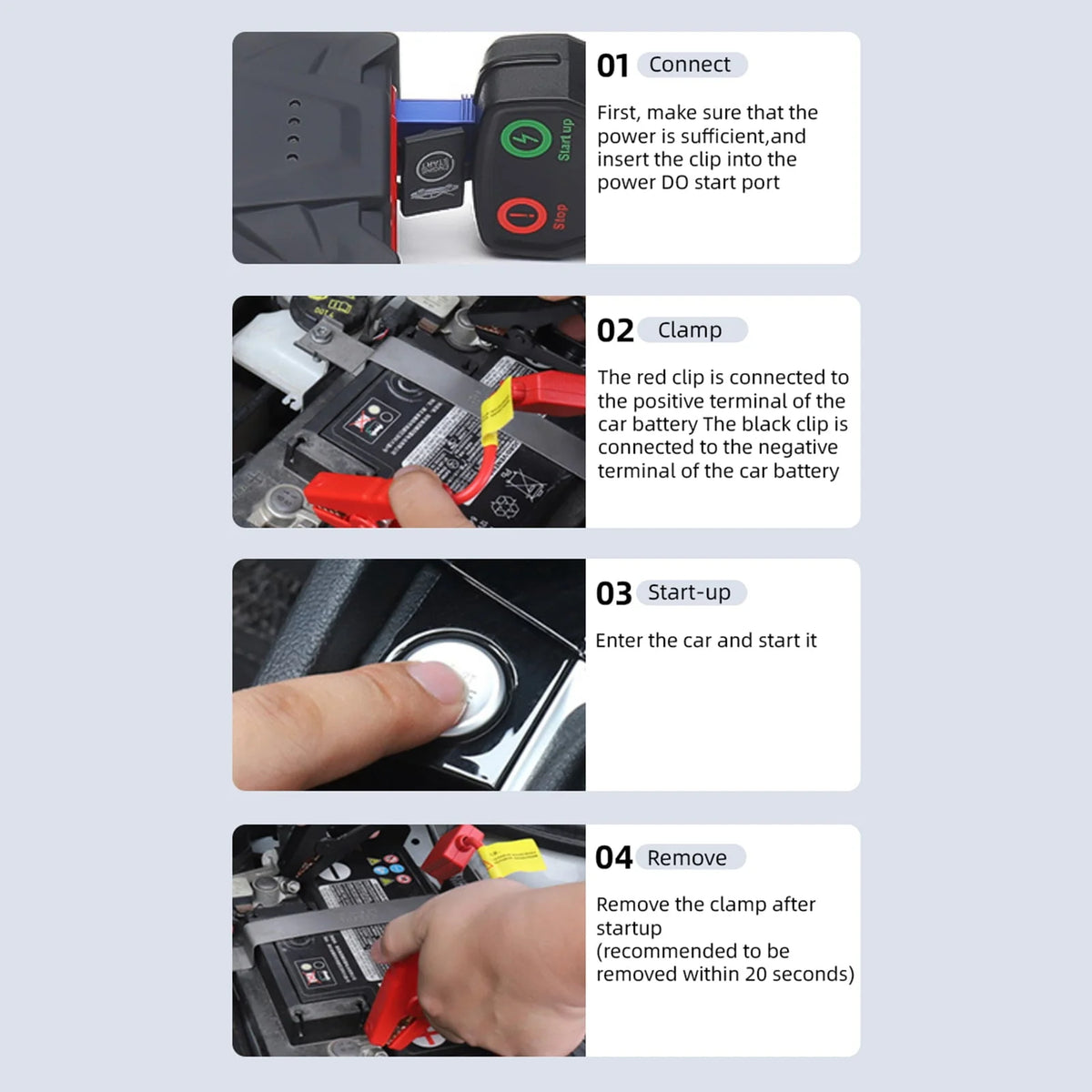 Andoer Portable Car Jump Starter 20000mAh 12V Car Battery Starter(up to 5.0L Gas, 3.5L Diesel Engines),USB Quick Charge, Fast Wireless and Flashlight
