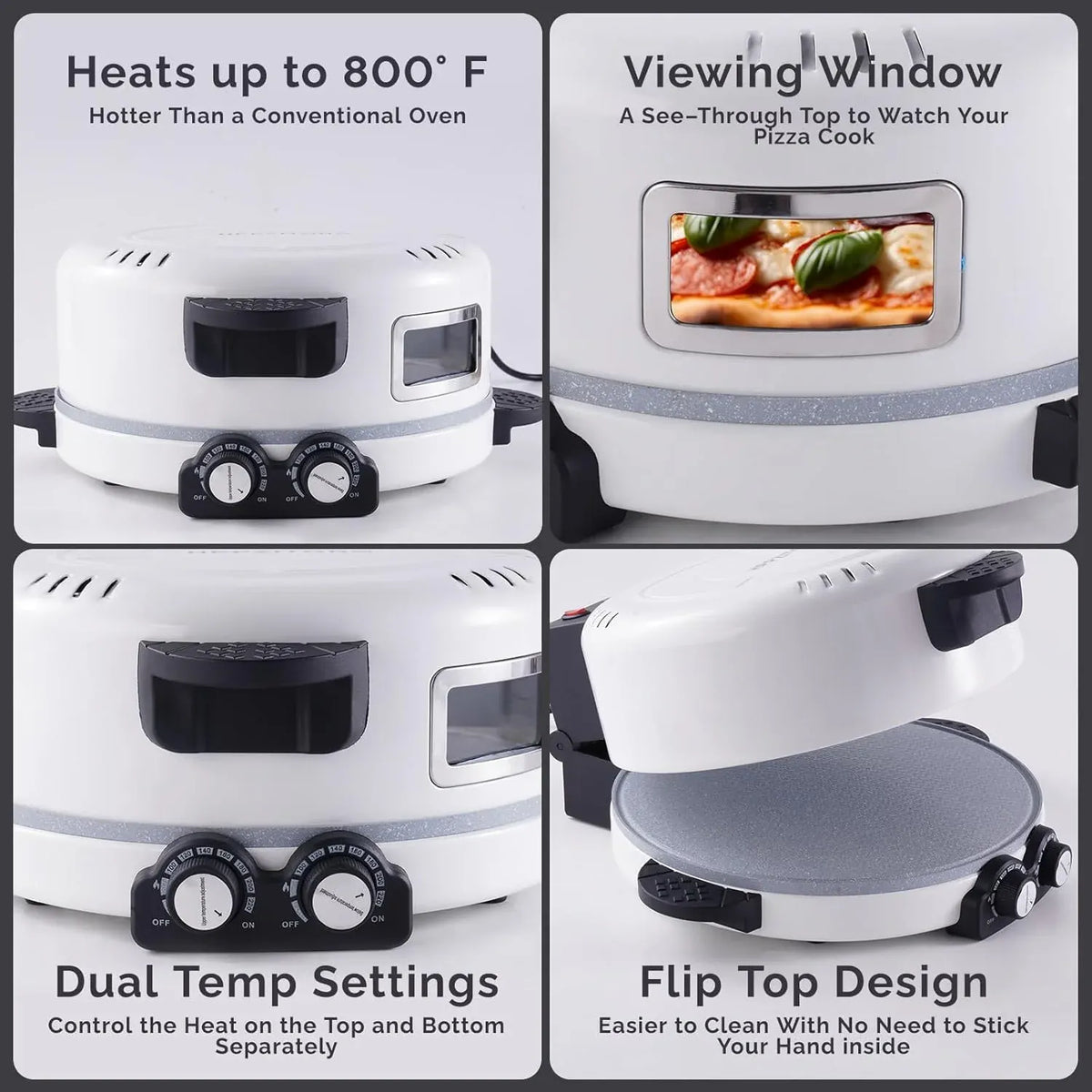 12 Electric Pizza Oven-Countertop Pizza Maker with Timer &Temperatures Control, Perfect for Pizzas/Pancake/Quesadillas/Cookies (12in)