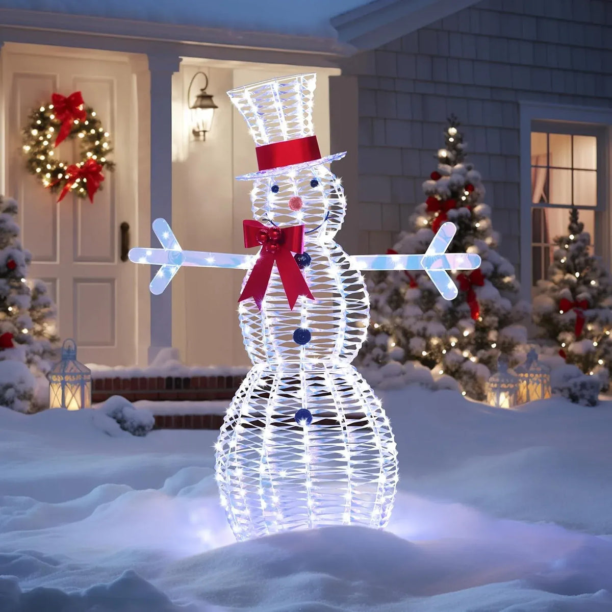 5FT Lighted Nutcracker with Candy Cane for Christmas Decoration, 3D Pre-Lit Iridescent Soldier Xmas Decor with 100 Warm White Lights, Glittered Standing Holiday Display for Outdoor, Indoor