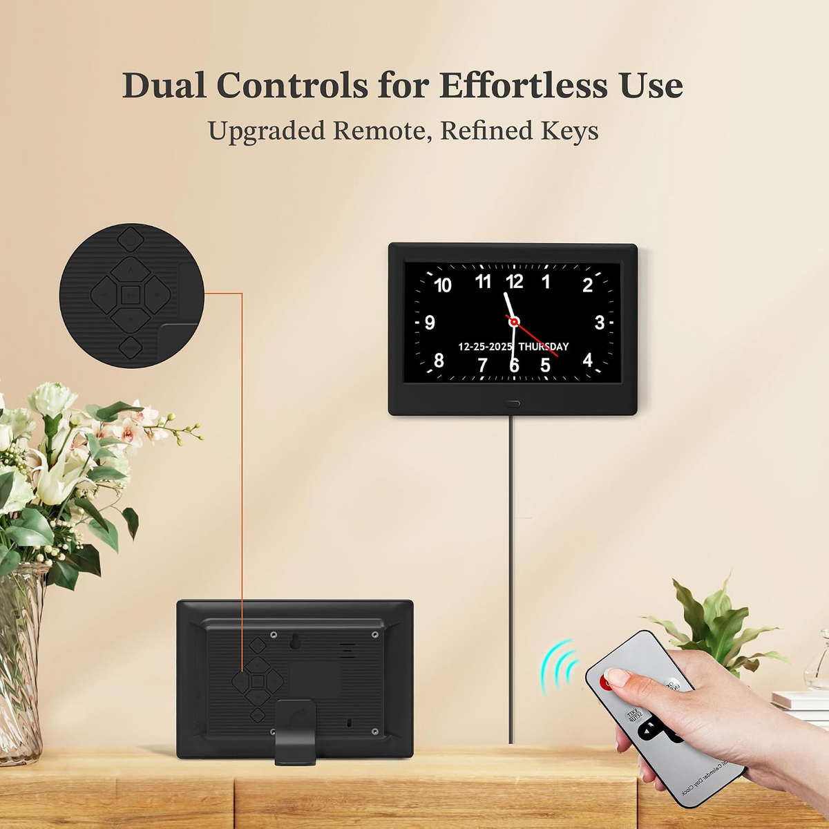 Activity Reminder Clock with Eight Daily Icons and Large Text Display