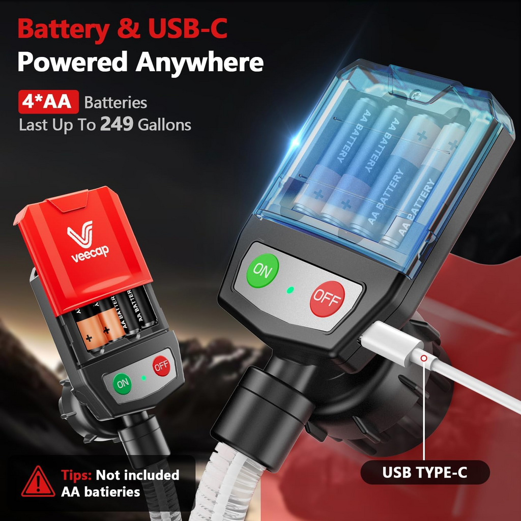 Automatic Fuel Transfer Pump with Battery Power and Four Tank Adapters